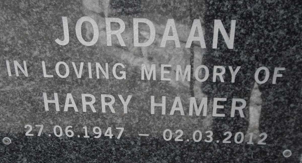 JORDAAN Harry Hamer 1947-2012