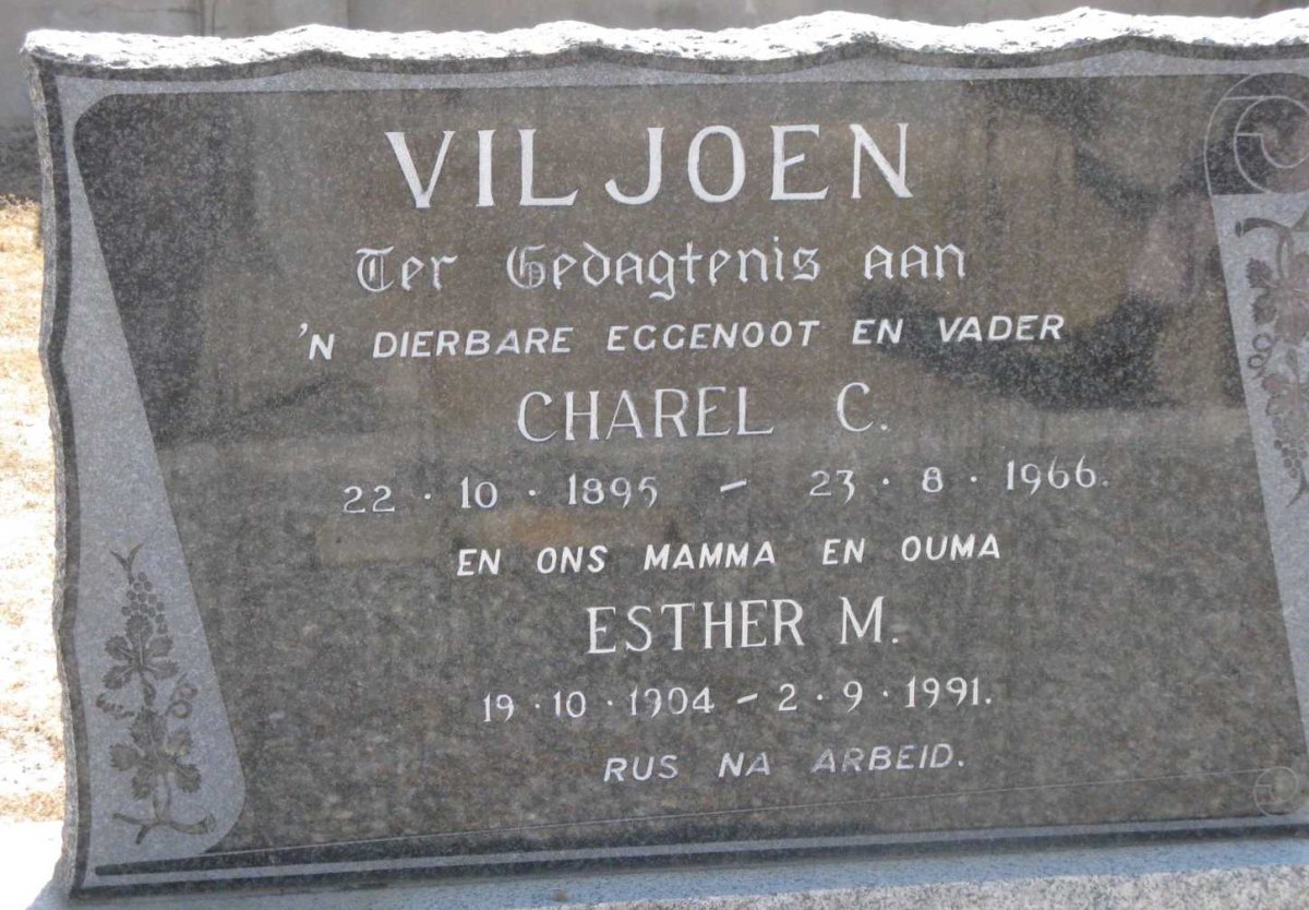 VILJOEN Charel C. 1895-1966 &amp; Esther M. 1904-1991