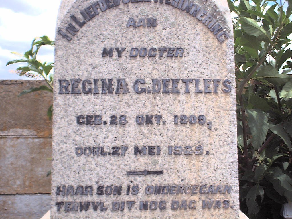 DEETLEFS Regina G. 1909-1929