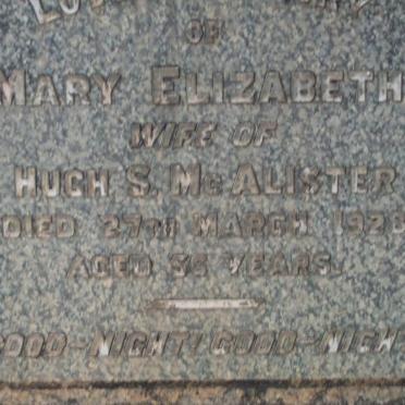 McALISTER Mary Elizabeth -1928