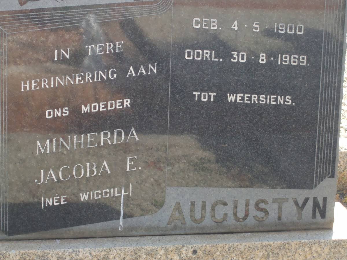 AUGUSTYN Minherda Jacoba E. nee WIGGILL 1900-1969