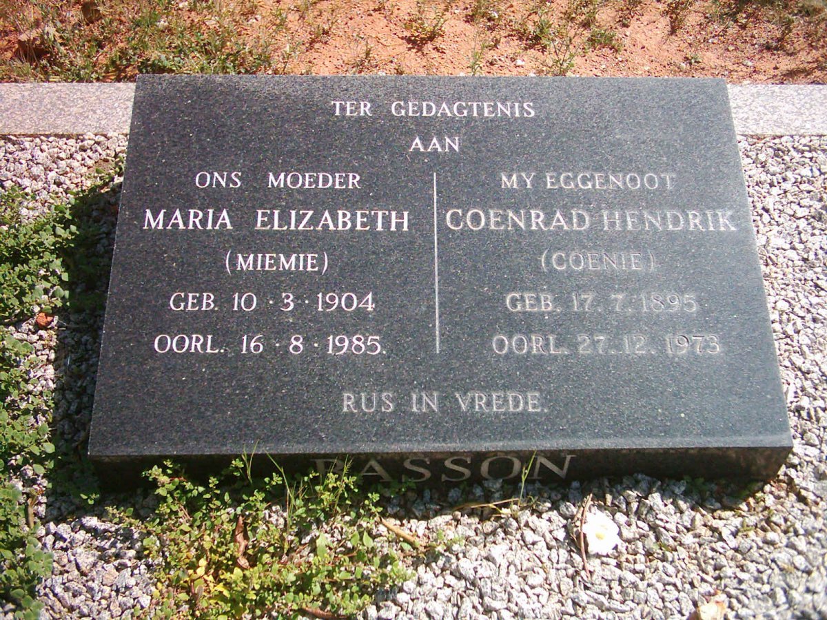 BASSON Coenrad Hendrik 1895-1973 &amp; Maria Elizabeth 1904-1985