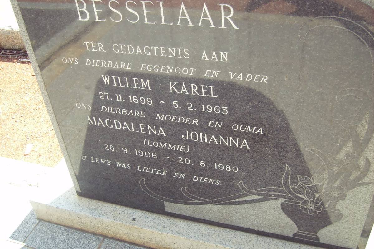 BESSELAAR Willem Karel 1899-1963 &amp; Magdalena Johanna 1906-1980