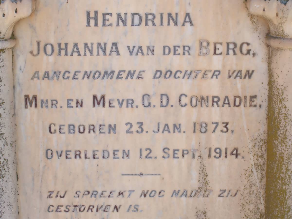 BERG Hendrina Johanna, van der 1873-1914