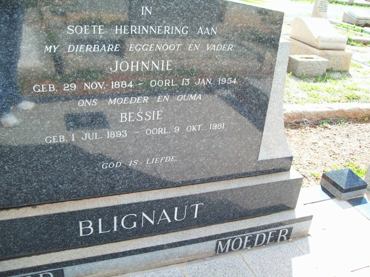 BLIGNAUT Johnnie 1884-1954 &amp; Bessie 1893-1981