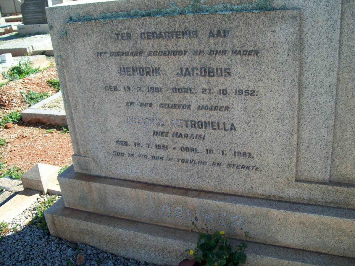 BRUWER Hendrik Jacobus 1881-1952 &amp; ? Petronella MARAIS 18?1-1965