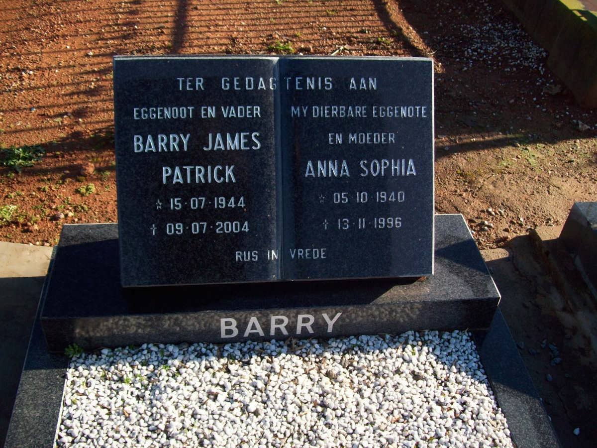 BARRY Barry James Petrick 1944-2004 &amp; Anna Sophia 1940-1996