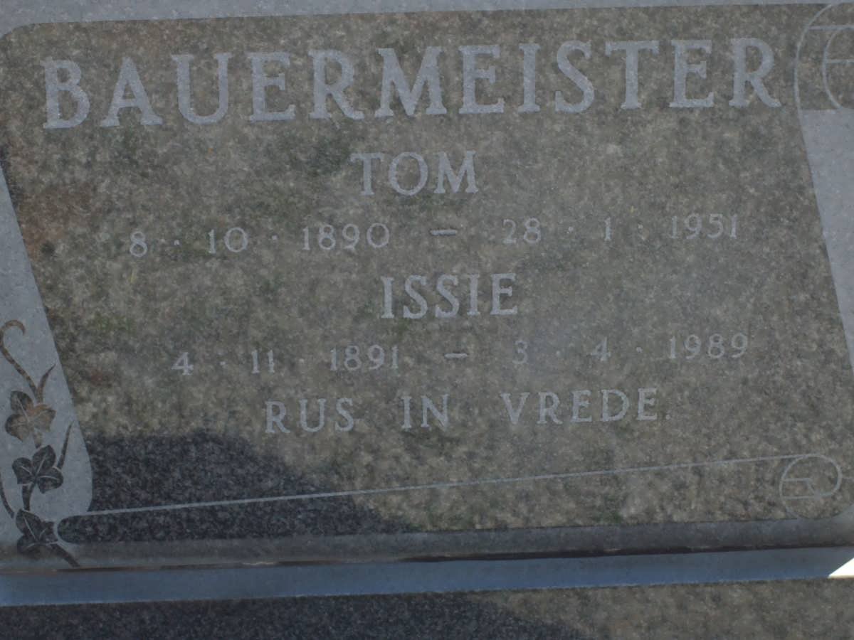 BAUERMEISTER Tom 1890-1951 &amp; Issie 1891-1989