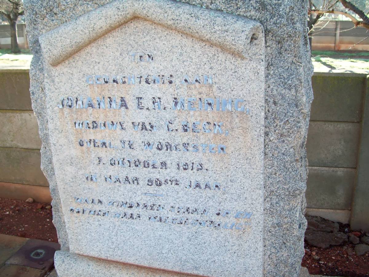 BECK Johanna E.M nee MEIRING -1918