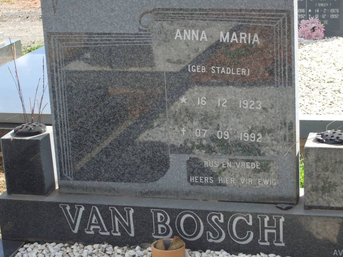 BOSCH Anna Maria, van nee STADLER 1923-1992