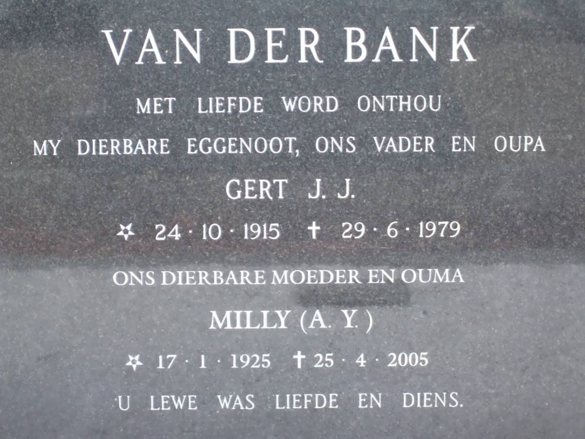 BANK Gert J.J., van der 1915-1979 &amp; A.Y. 1925-2005