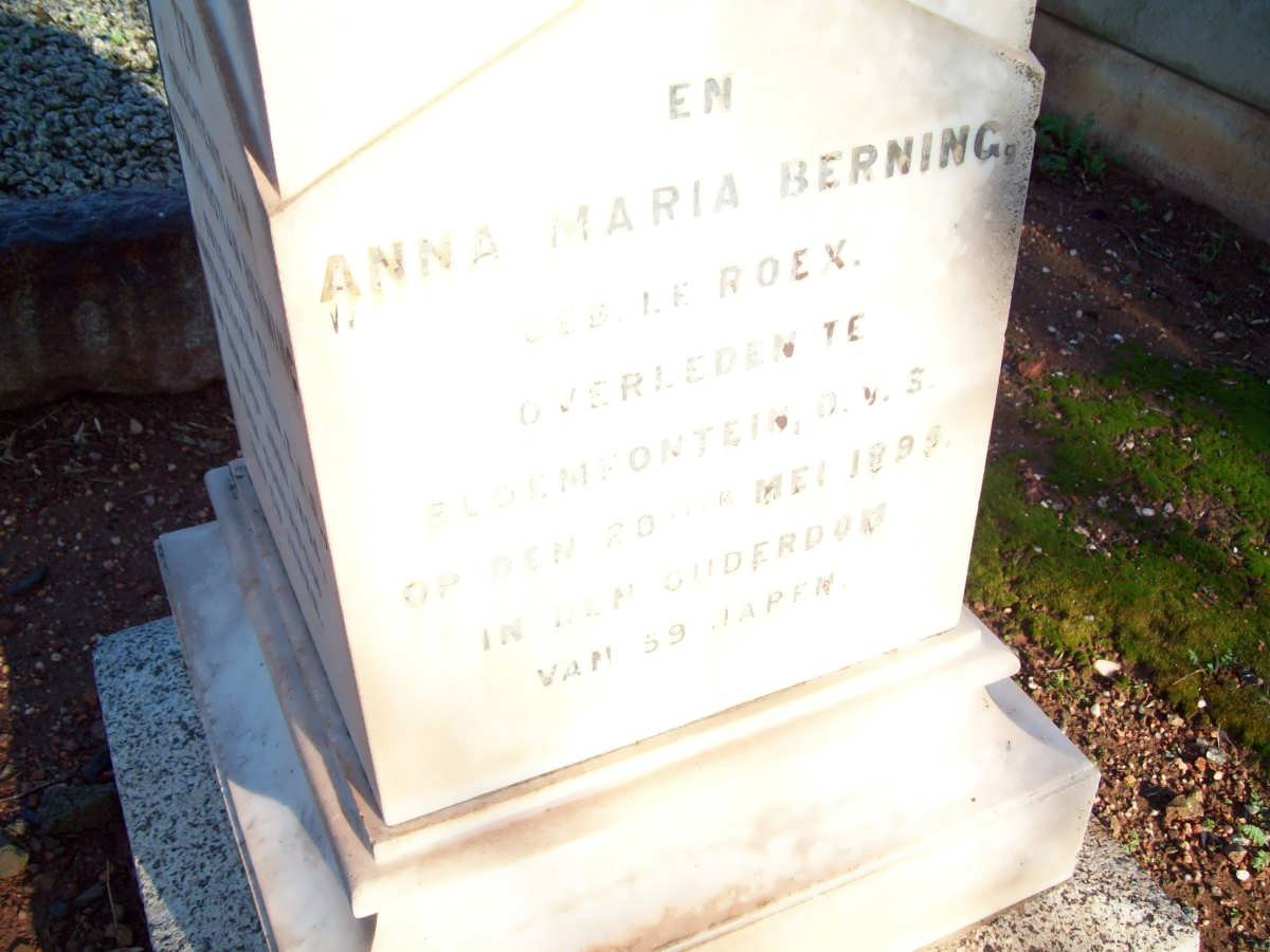 BERNING Pieter Christian -1894 &amp; Anna Maria  LE ROUX -1895