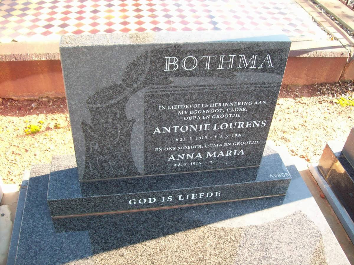 BOTHMA Antonie Lourens 1915-1996 &amp; Anna Maria 1916-