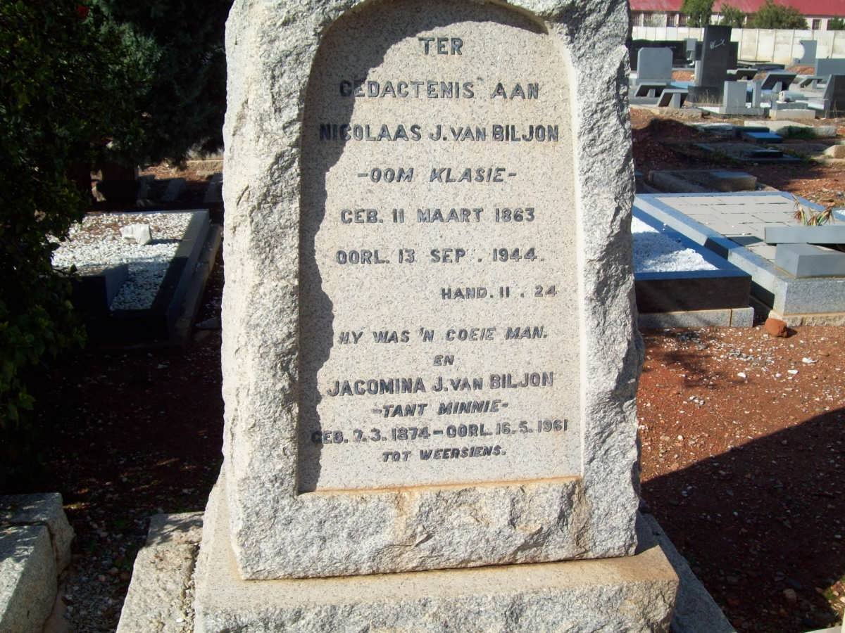 BILJON Nicolaas J., van 1863-1944 &amp; Jacomina J. 1874-1961