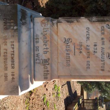 BOTHA Stephanus Jacobus 1832-1904 &amp; Susanna Elizabeth DE WET 1841-1911