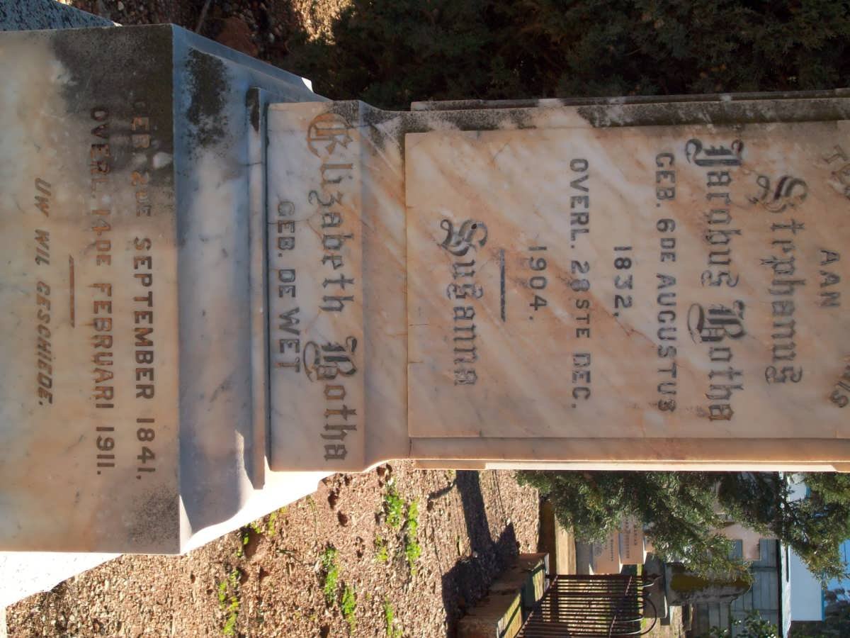 BOTHA Stephanus Jacobus 1832-1904 &amp; Susanna Elizabeth DE WET 1841-1911