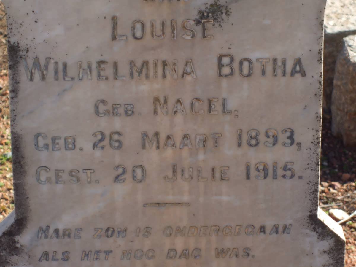 BOTHA Louise Wilhelmina nee NAGEL 1893-1915
