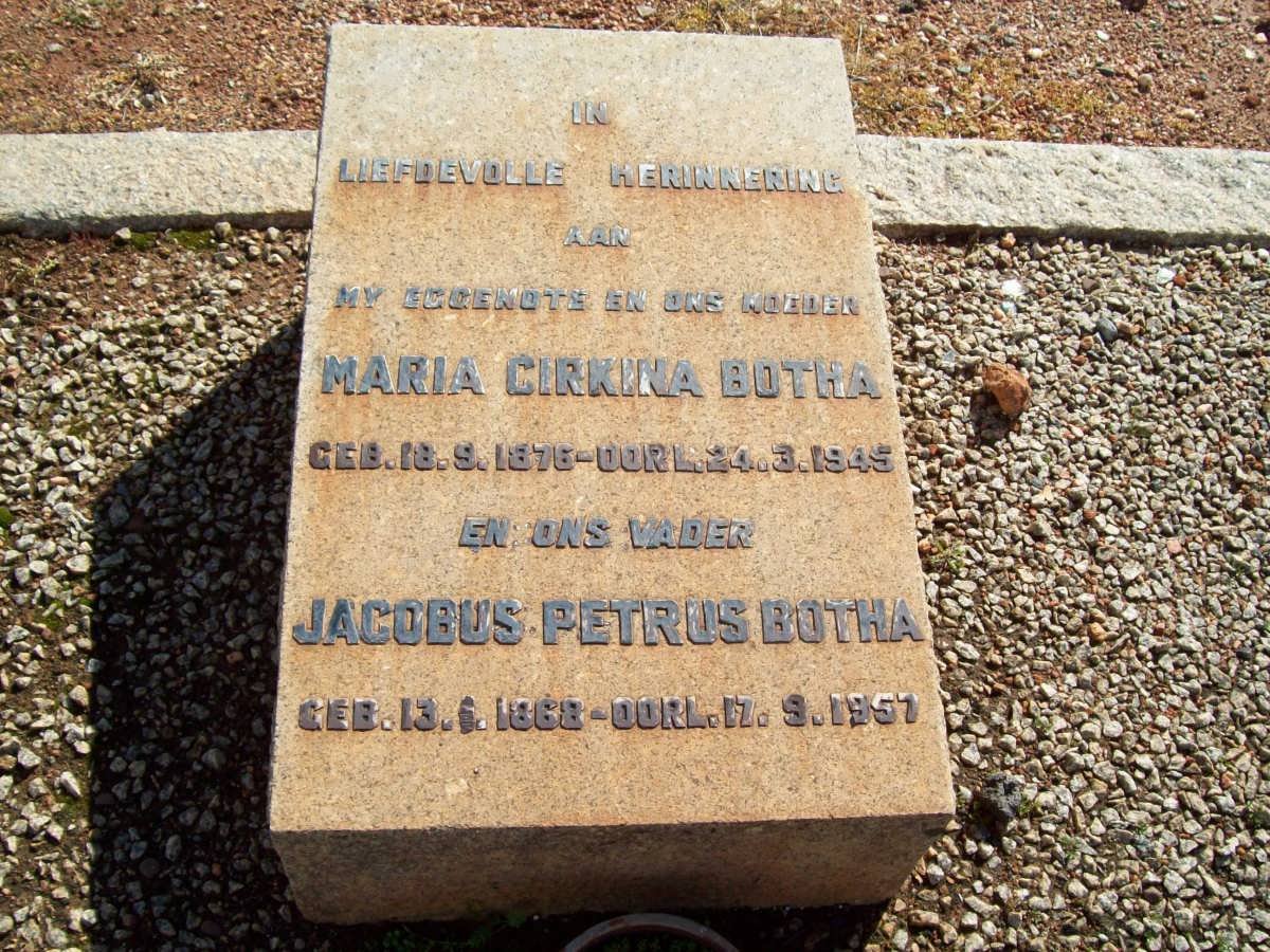 BOTHA Jacobus Petrus 1868-1957 &amp; Maria Cirkina 1876-1945