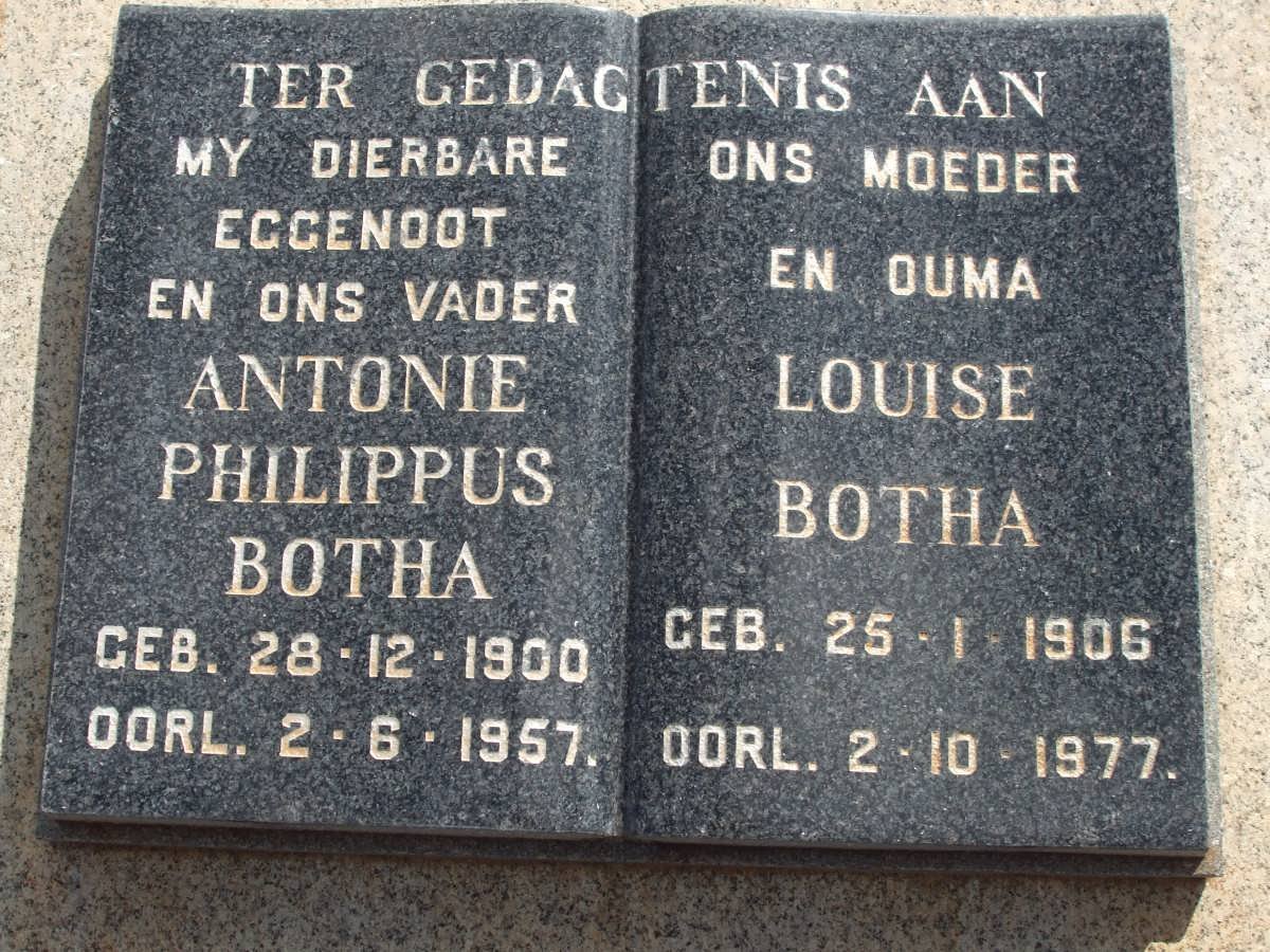 BOTHA Antonie Philippus 1900-1957 &amp; Louise 1906-1977