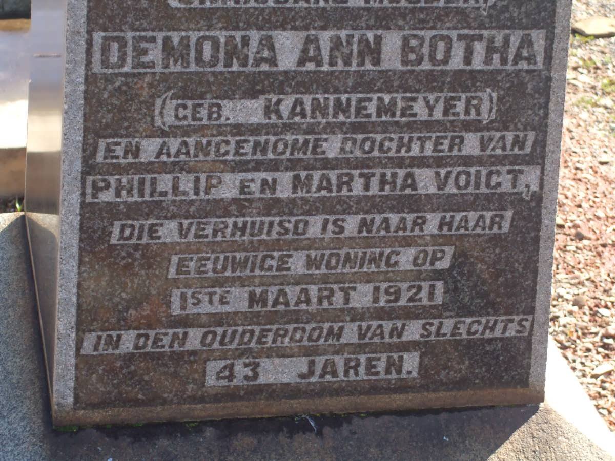 BOTHA Demona Ann nee KANNEMEYER -1921