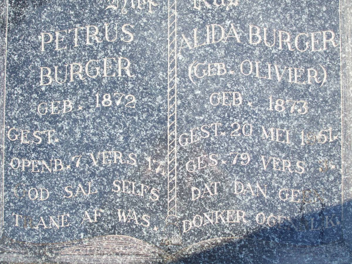 BURGER Petrus 1872- &amp; Alida OLIVIER 1873-1951