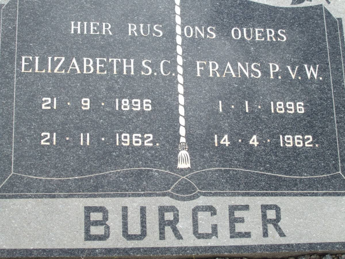 BURGER Frans P.v.W. 1896-1962 &amp; Elizabeth S.C. 1896-1962