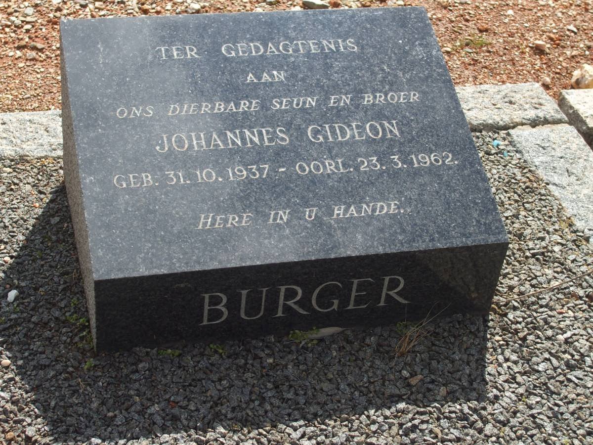 BURGER Johannes Gideon 1937-1962