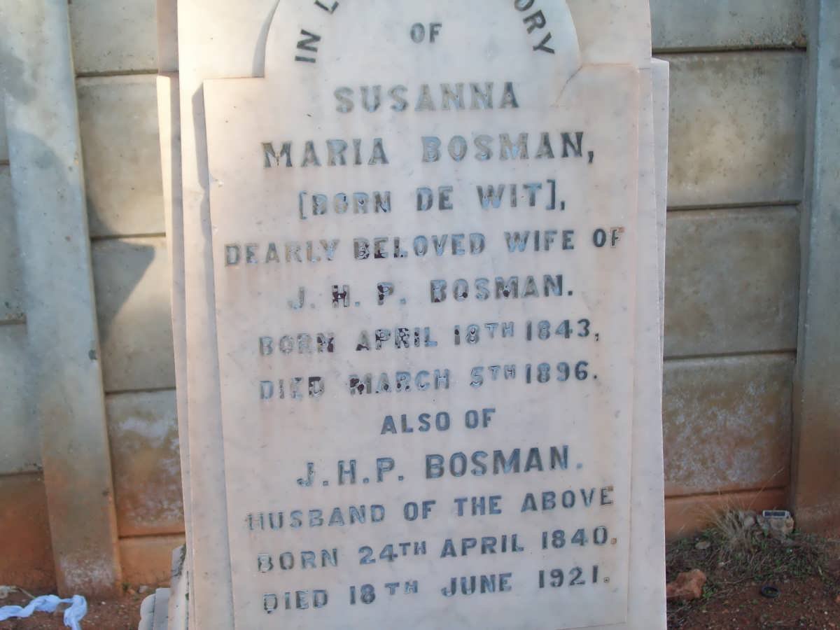BOSMAN J.H.P. 1840-1921 &amp; Maria DE WIT 1843-1896