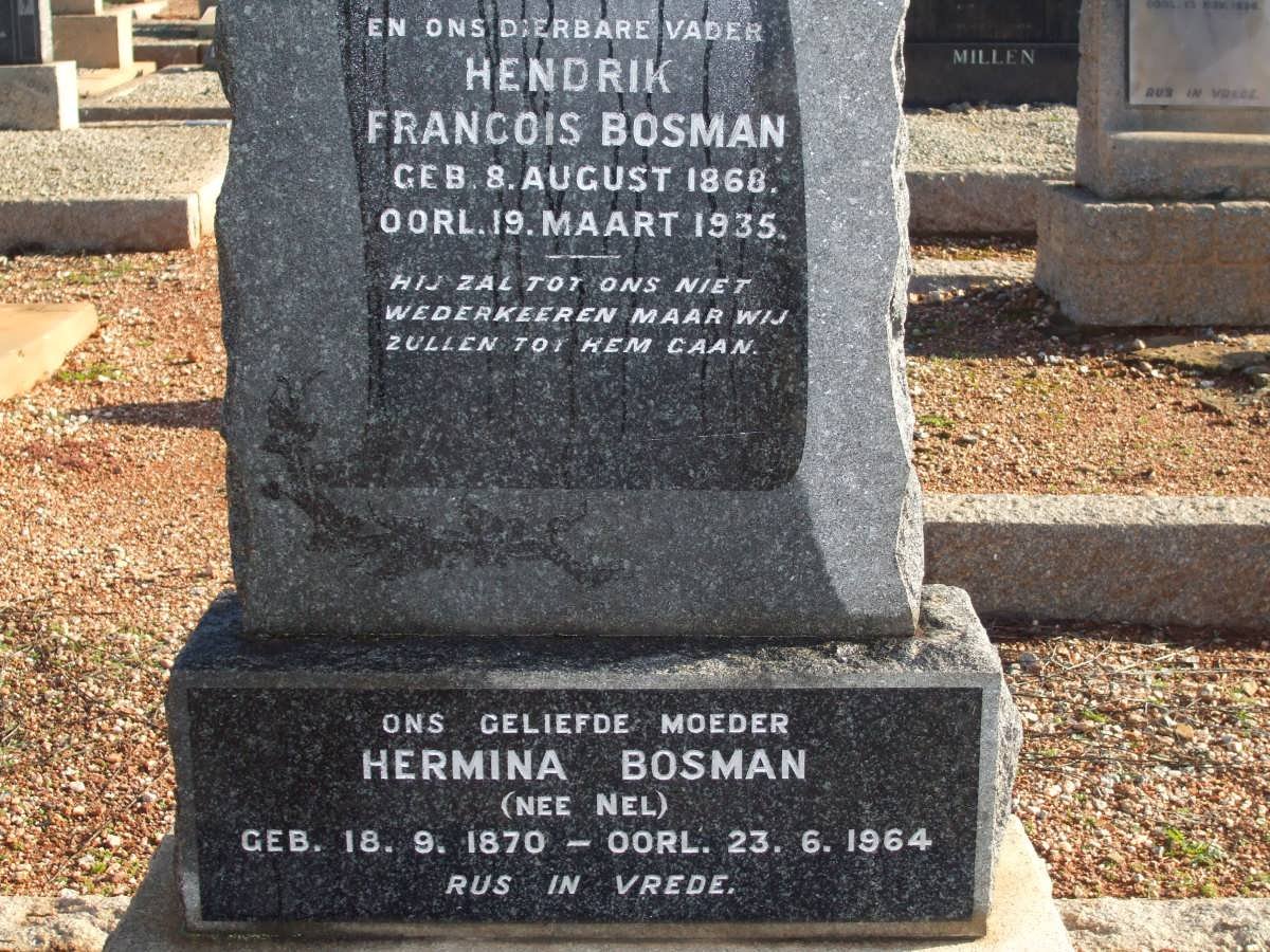 BOSMAN Hendrik Francois 1868-1935 &amp; Hermina NEL 1870-1964