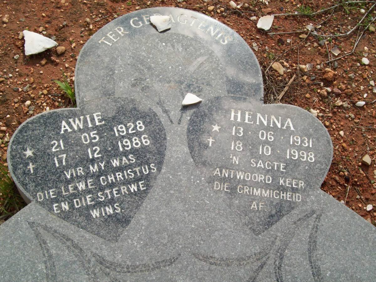 BOTHMA Awie 1928-1986 &amp; Henna 1931-1998