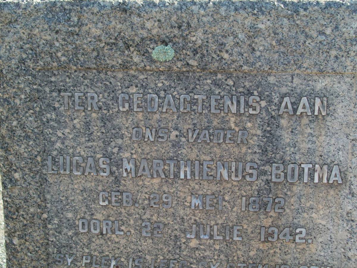 BOTMA Lucas Marthienus 1872-1942 &amp; Catharina Elizabeth DU PLESSIS 1874-1948