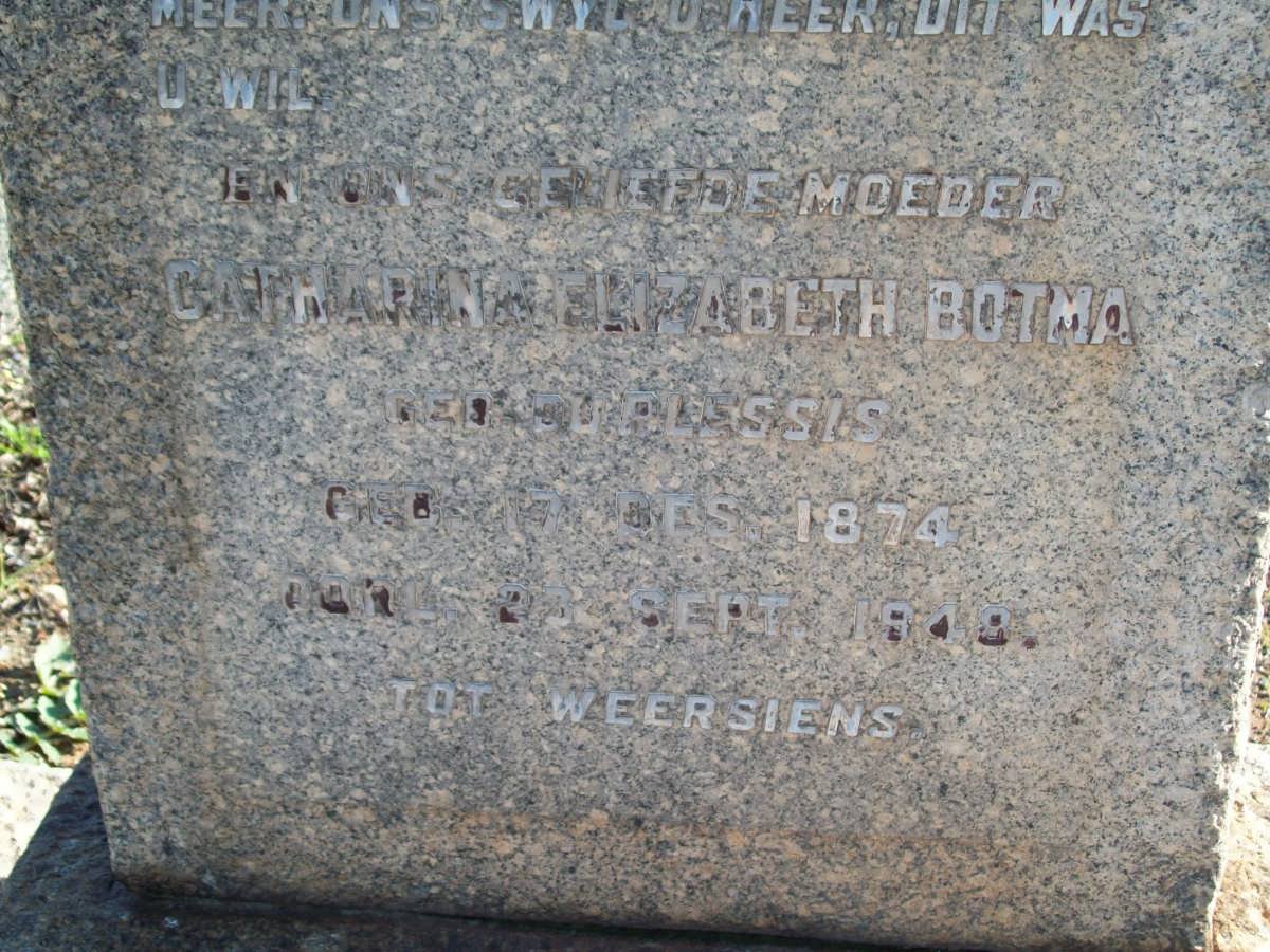BOTMA Lucas Marthienus 1872-1942 &amp; Catharina Elizabeth DU PLESSIS 1874-1948