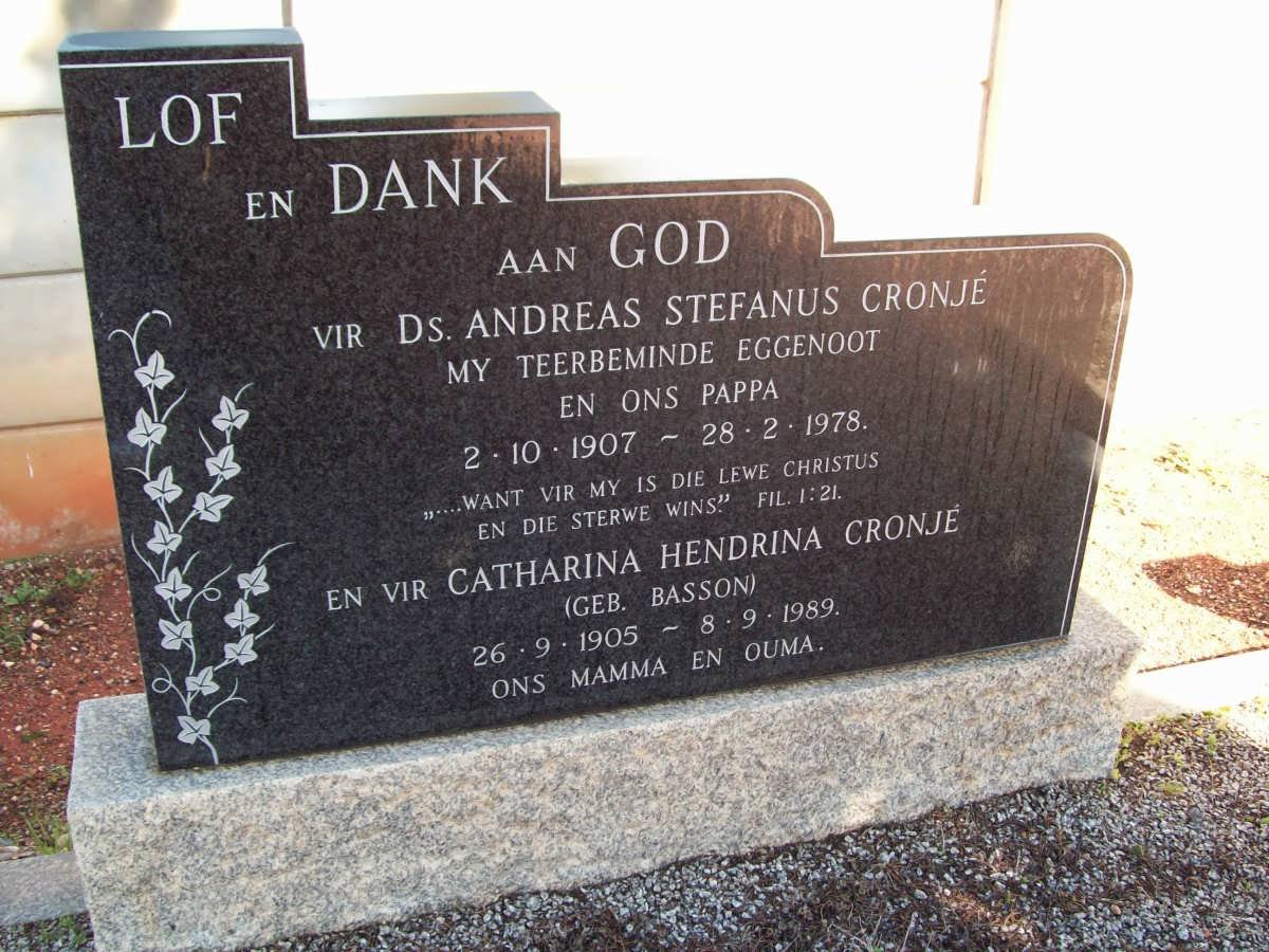 CRONJE Andreas Stefanus 1907-1978 &amp; Catharina Hendrina BASSON 1905-1989