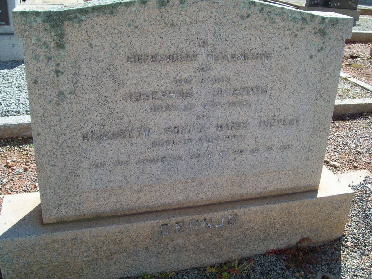 CRONJE Josephus Johannes -1945 &amp; Elizabeth Sophia Maria  MEYER -1945