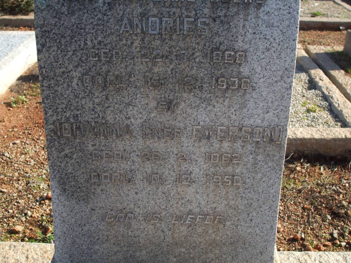 CILLIERS Andries 1868-1938 &amp; Johanna EVERSON 1862-1950