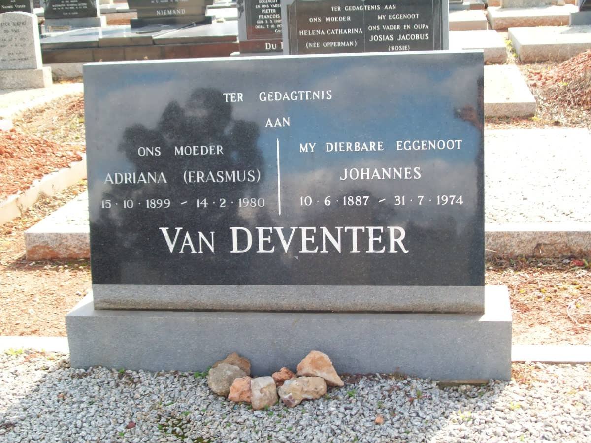 DEVENTER Johannes, van 1887-1974 &amp; Adriana ERASMUS 1899-1980