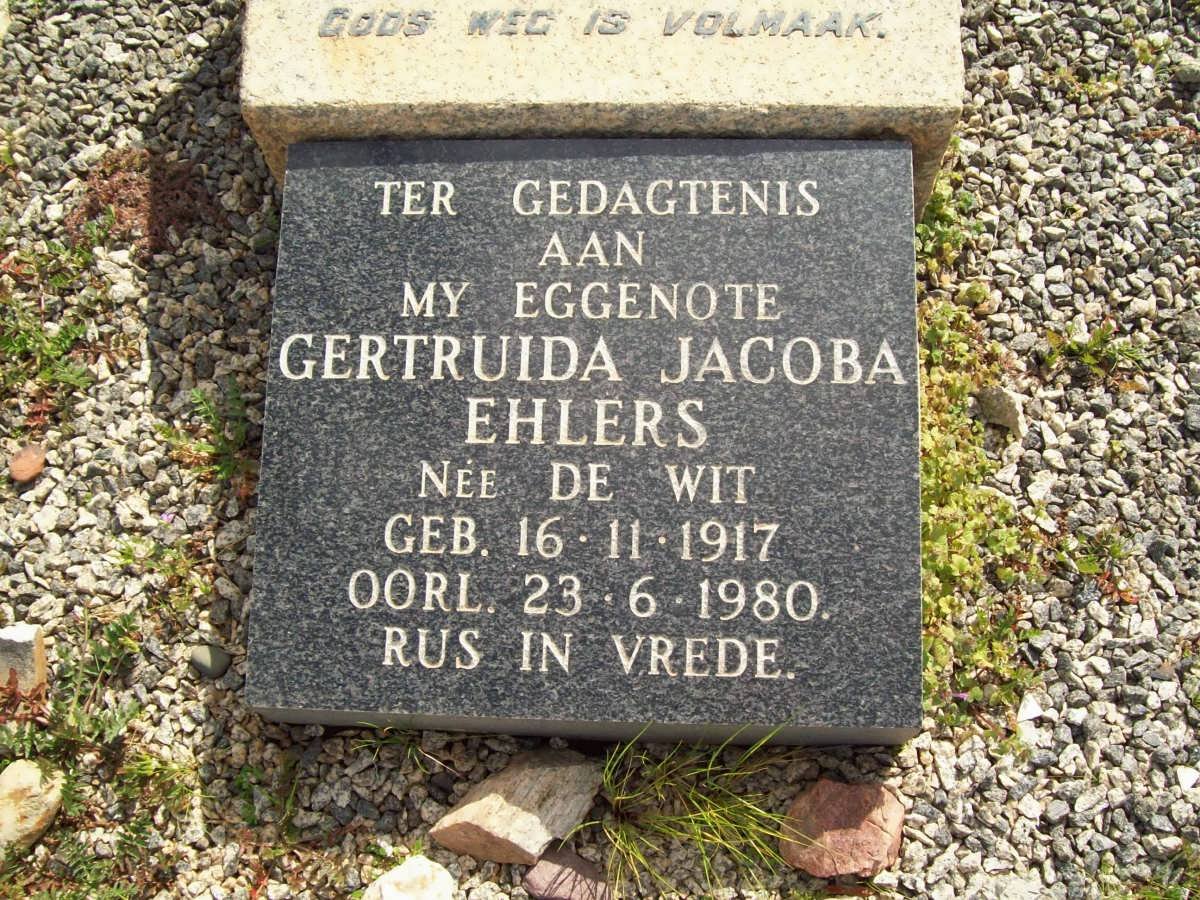 EHLERS Gertruida Jacoba nee DE WIT 1917-1980