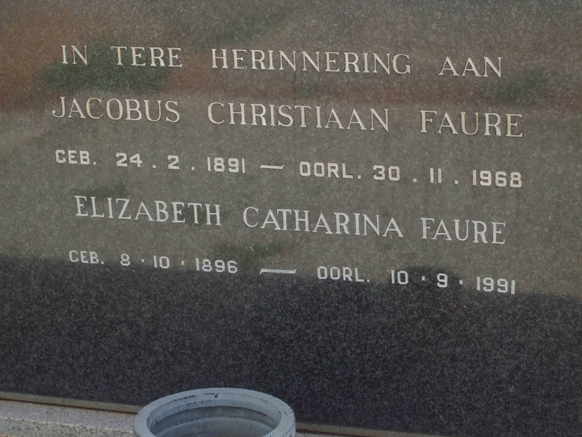 FAURE Jacobus Christiaan 1891-1968 &amp; Elizabeth Catharina 1896-1991