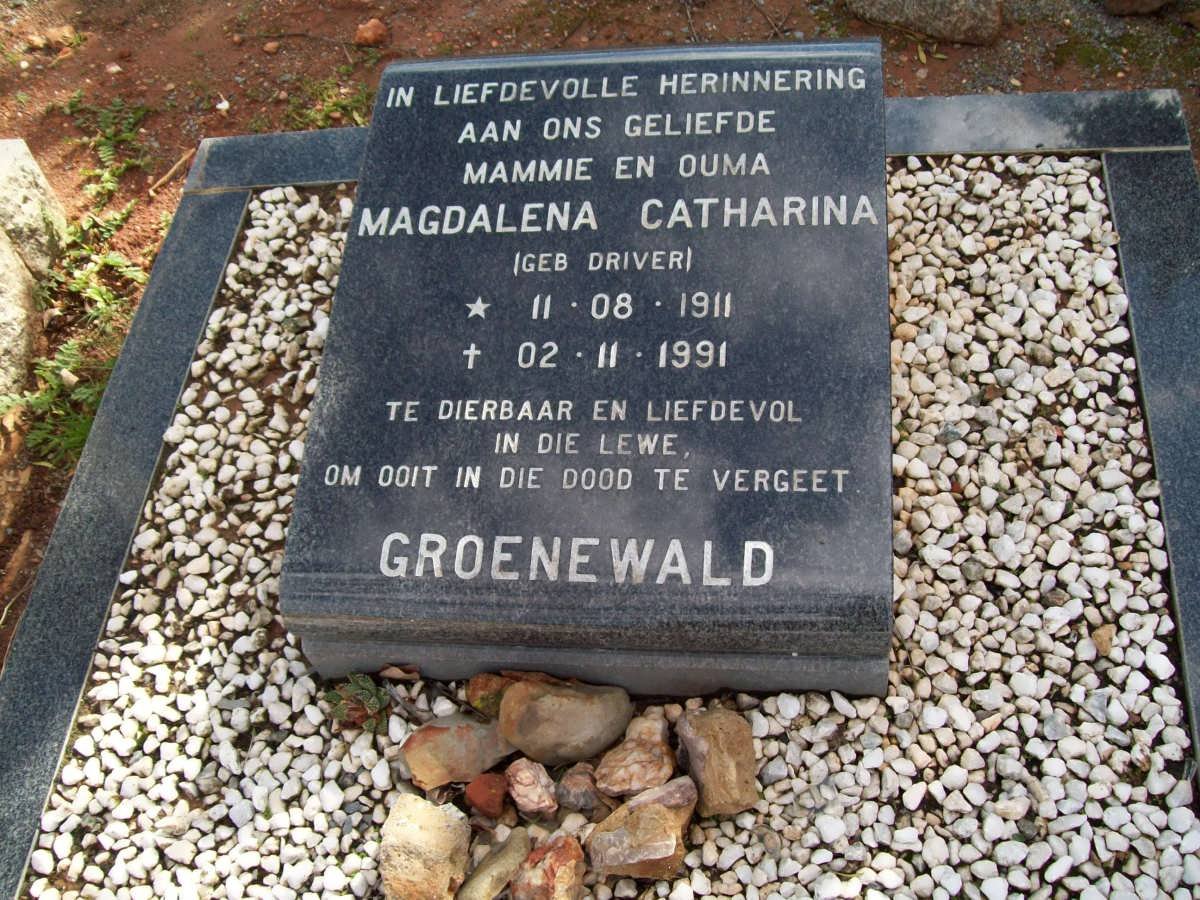 GROENEWALD Magdalena Catharina nee DRIVER 1911-1991