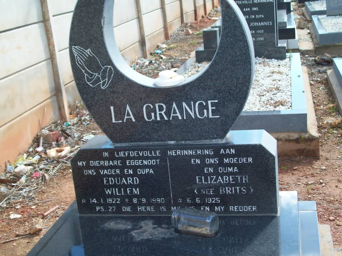 GRANGE Eduard Willem, la 1922-1990 &amp; Elizabeth BRITS 1925-