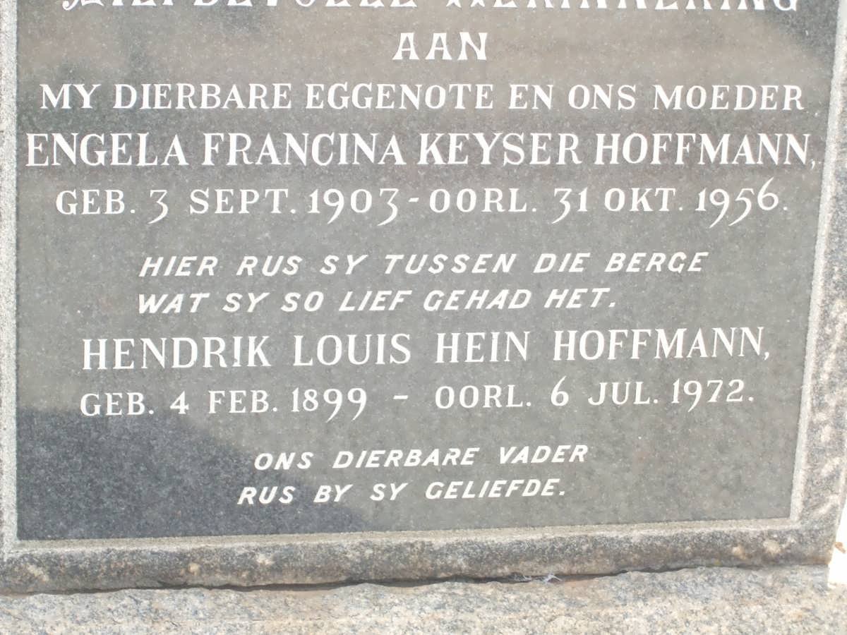 HOFFMANN Hendrik Louis Hein 1899-1972 &amp; Engela Francina Keyser 1903-1956
