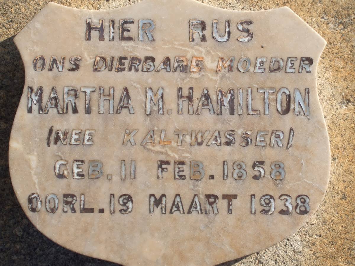 HAMILTON Martha M. nee KALTWASSER 1858-1938