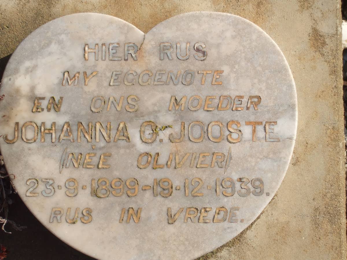JOOSTE Johanna C. nee OLIVIER 1899-1939