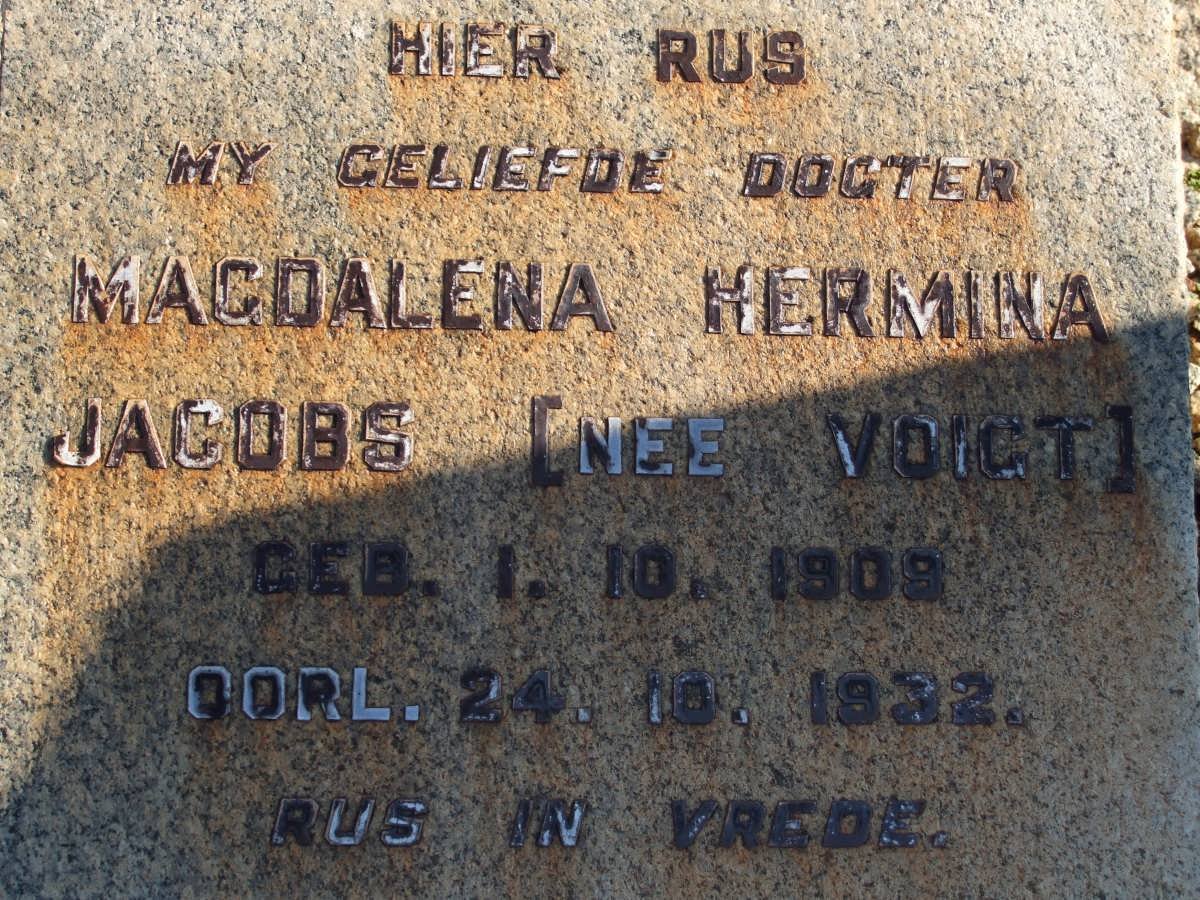 JACOBS Magdalena Hermina nee VOIGT 1909-1932