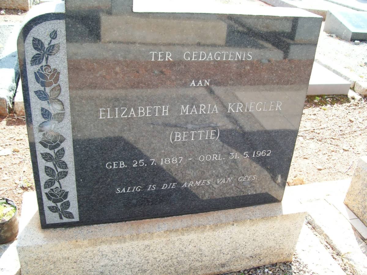 KRIEGLER Elizabeth Maria 1887-1962
