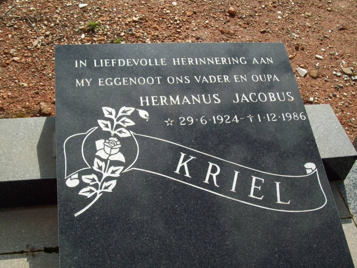 KRIEL Hermanus Jacobus 1924-1986