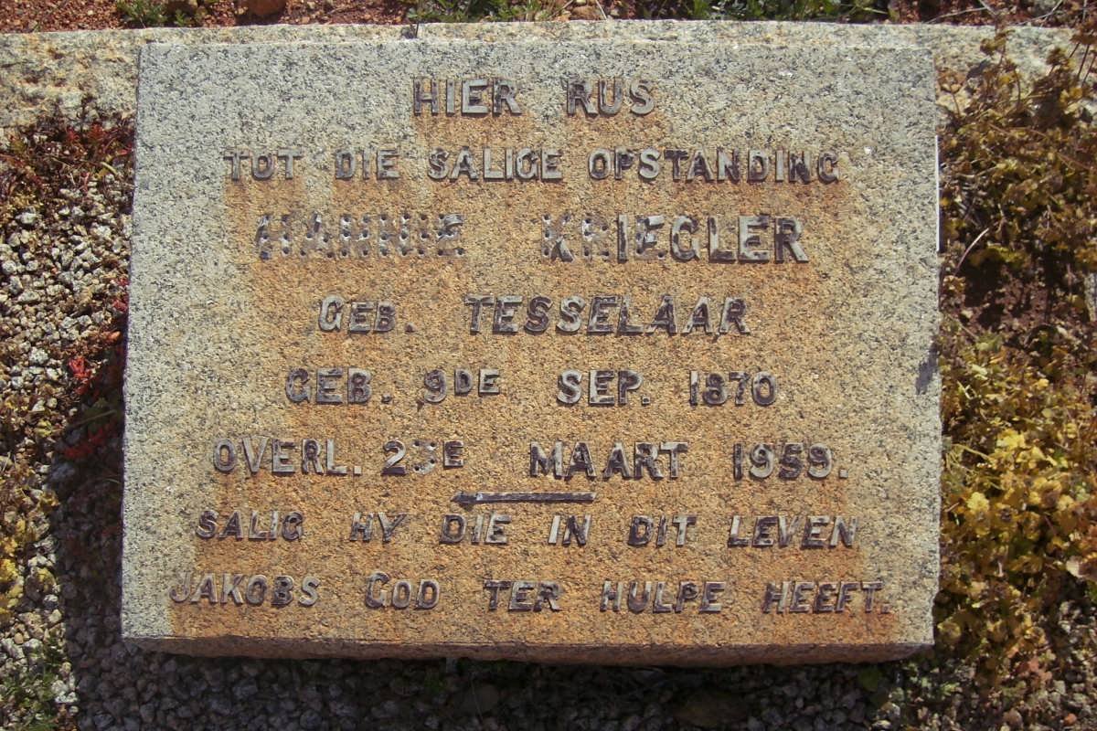 KRIEGLER H? nee TESSELAAR 1870-1959