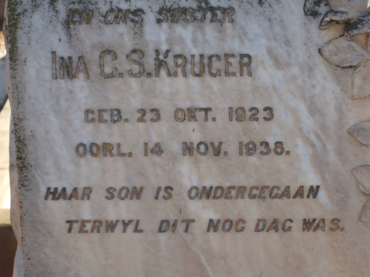 KRUGER Ina C.S. 1923-1938