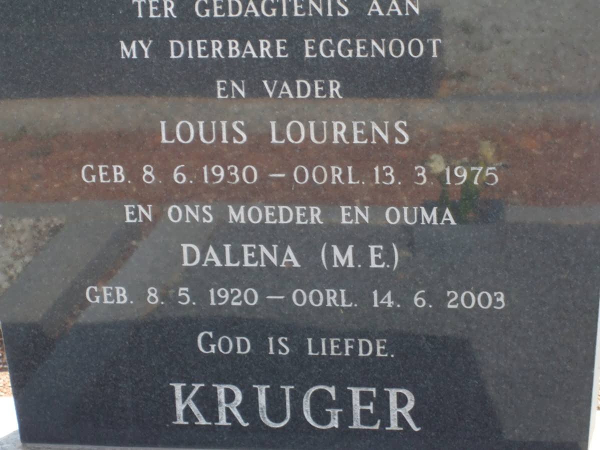 KRUGER Louis Lourens 1930-1975 &amp; M.E. 1920-2003