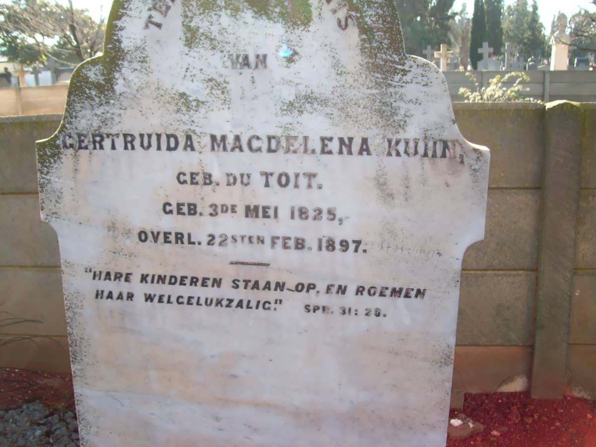 KUHN Gertruida Magdalena nee DU TOIT 1825-1897